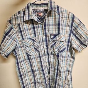 Phat Farm Flannel Button Down Short Sleeve Casual Dress Shirt Vintage Y2K